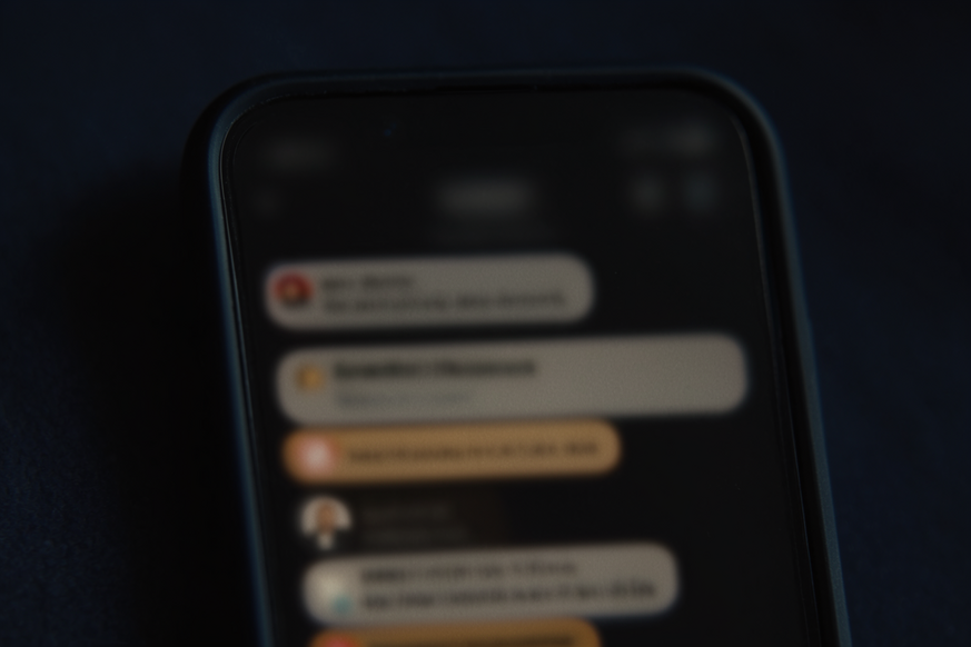 Blured phone messages think and shield